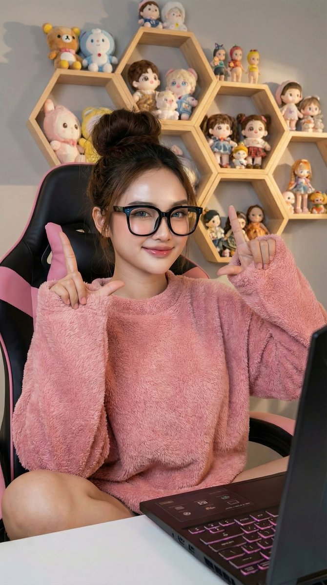Profile / Avatar - Photorealistic Portrait of a Korean Young Woman in a Gamer Chair — output 1