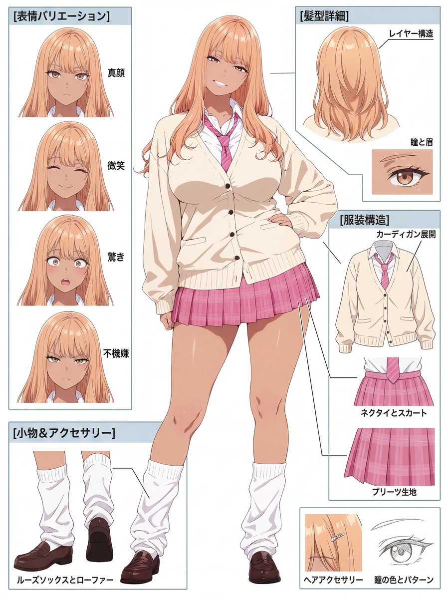Game Asset - Anime Character Reference Sheet Prompt (Nano Banana 2) โ output 1