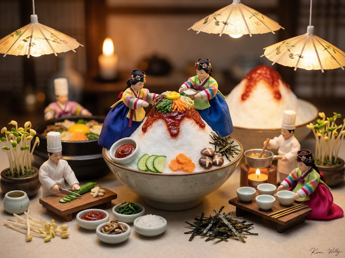 Micro Diorama of Joseon Dynasty Chefs Making Bibimbap — output 1