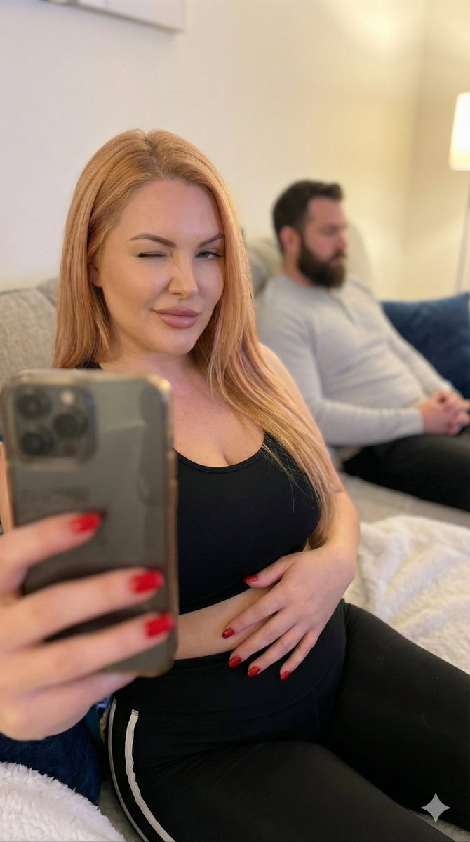 Profile / Avatar - Pregnant Selfie with Unimpressed Partner — output 1