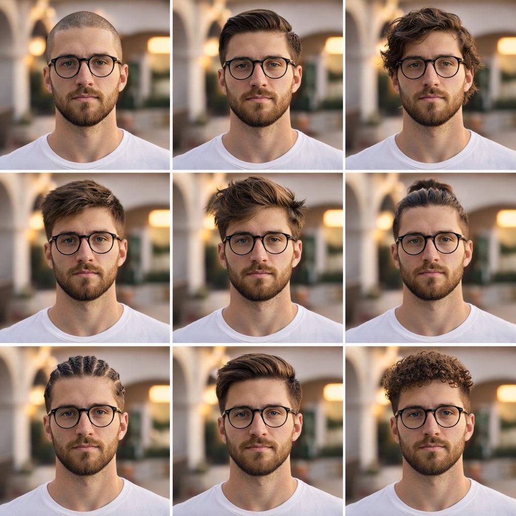 Aesthetic Hairstyle Comparison Grid — output 1