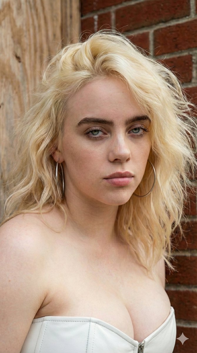 Social Media Post - 4K HD Photograph of Billie Eilish in White Leather Corset — output 1