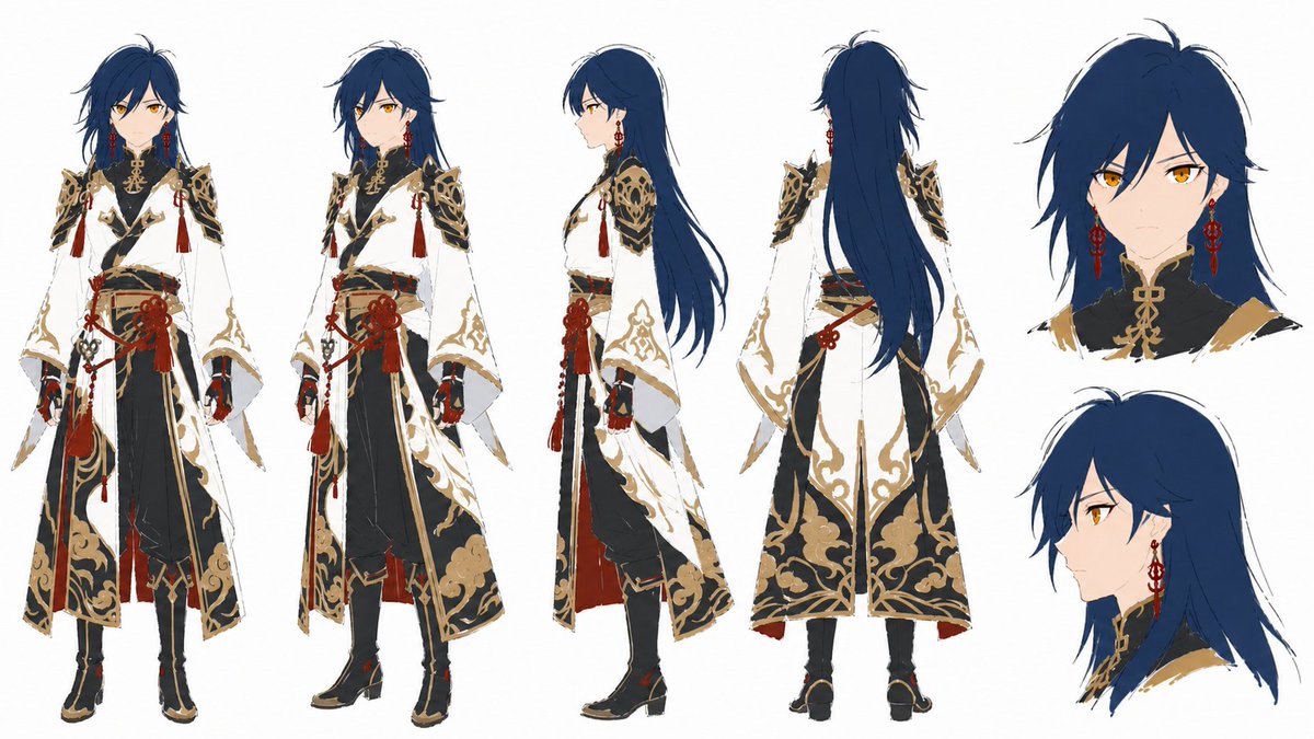 Game Asset - Ornate Anime Character Turnaround Sheet — output 1