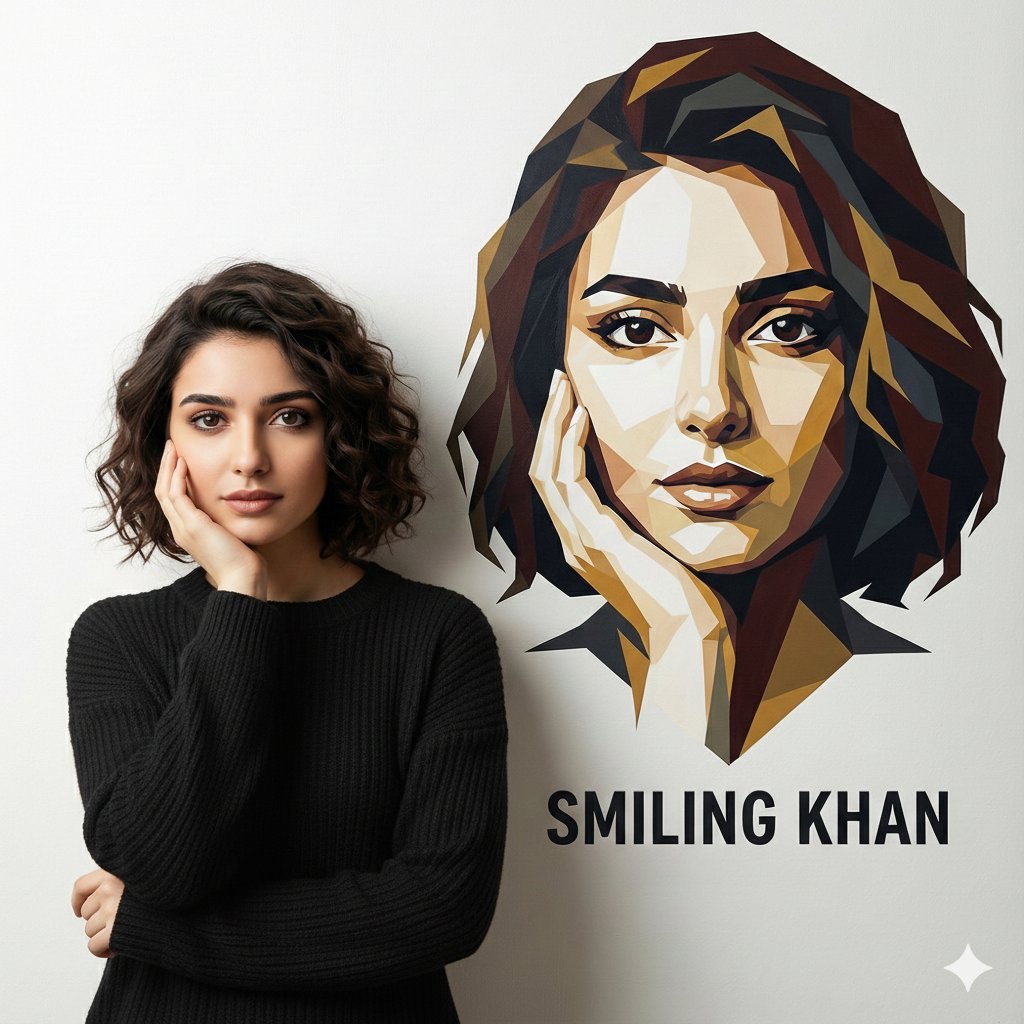 Profile / Avatar - Editorial Portrait Holding Poster of Self — output 1