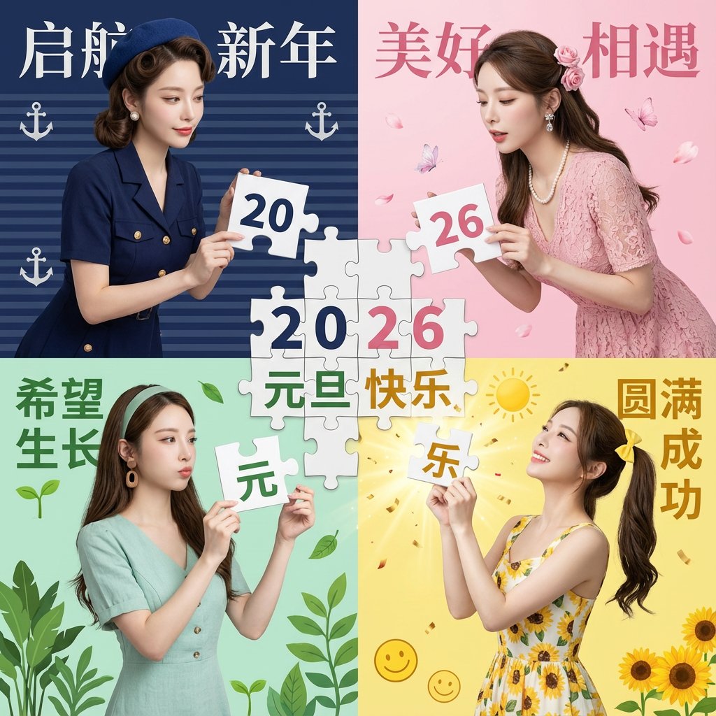 New Year's Day Special: Four-Panel Puzzle for 2026 Blessing — output 1
