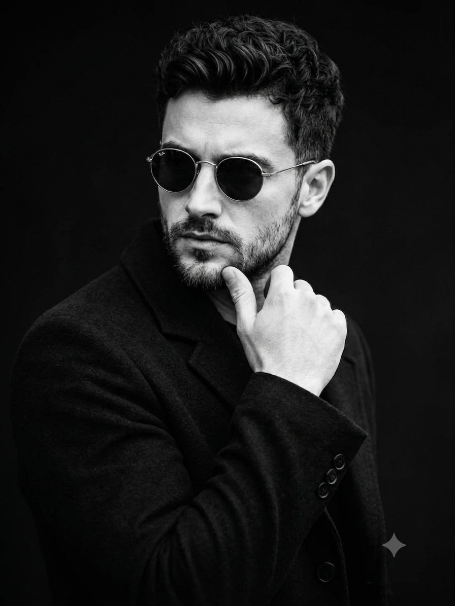 Profile / Avatar - Cinematic Male B&W Studio Portrait — output 1