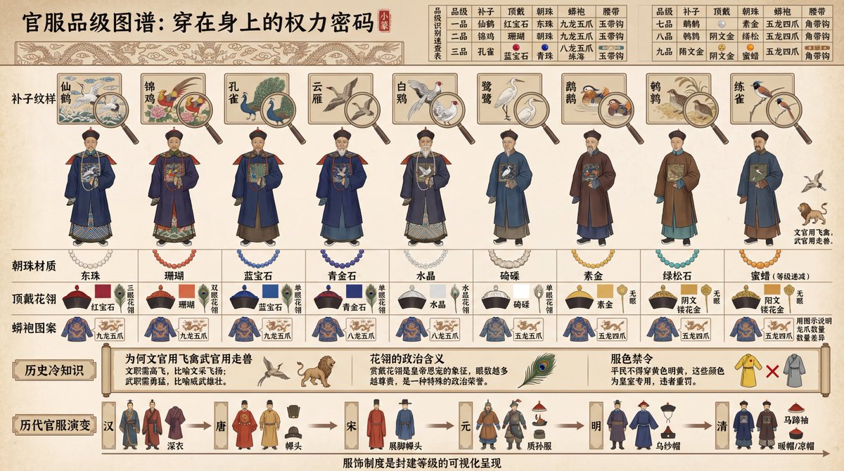 Infographic / Edu Visual - Visual Infographic of Ancient Chinese Official Ranks and Attire — output 1