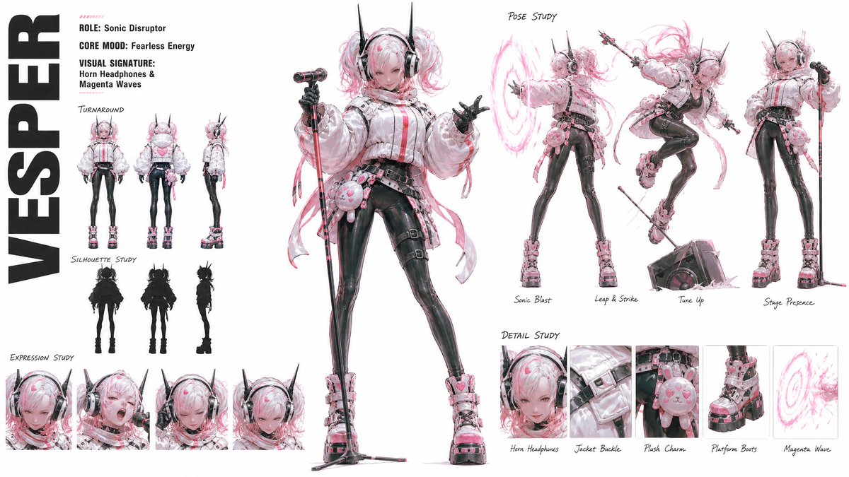 Comic / Storyboard - Vesper Cyberpop Character Sheet — output 1
