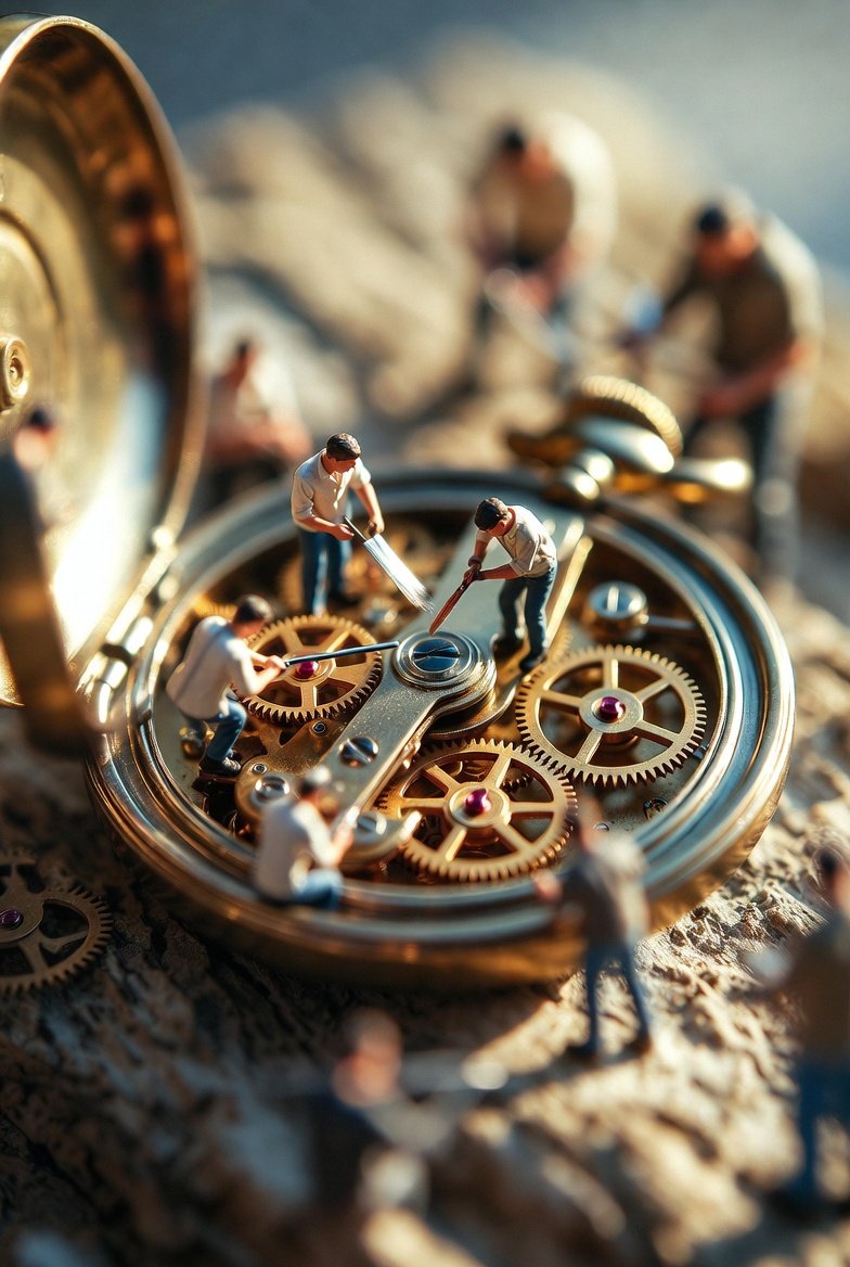 Ultra-realistic Macro Scene of Restoration Workers — output 1