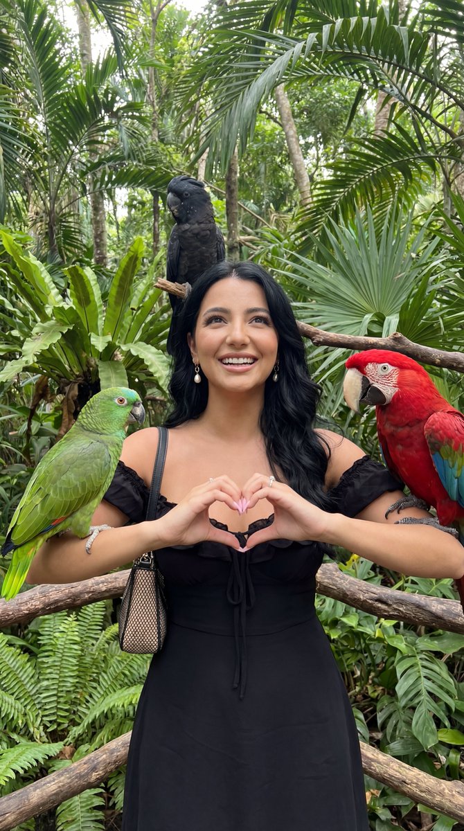 Social Media Post - Candid Tropical Aviary Portrait with Parrots and Identity Lock — output 1