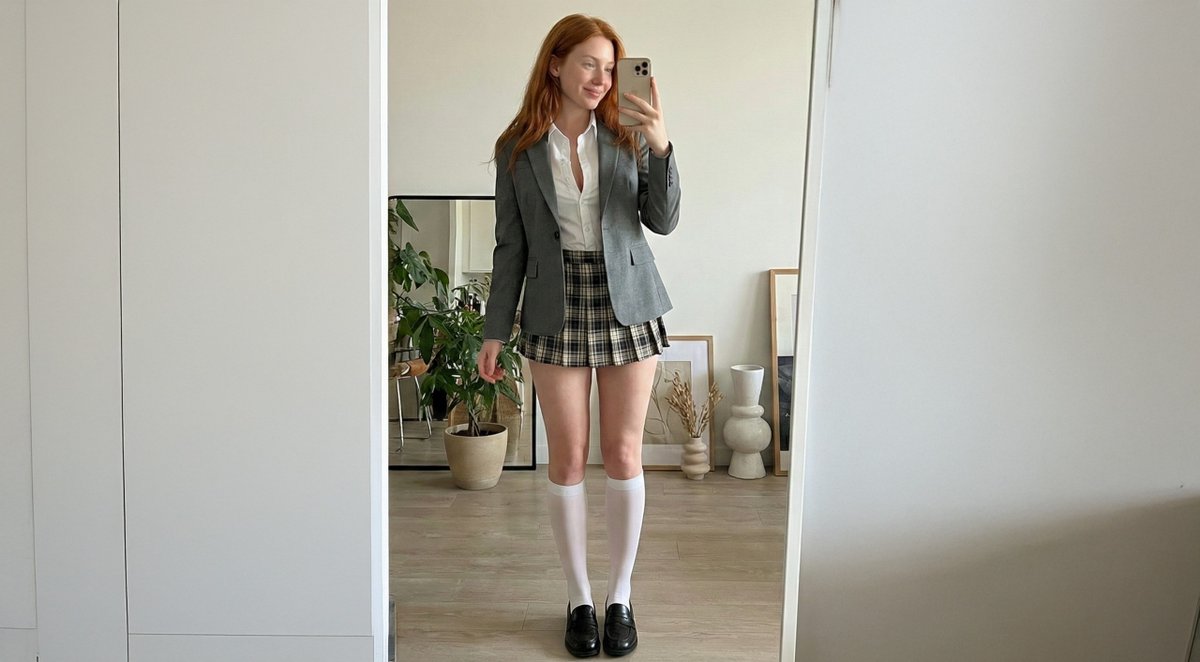 Profile / Avatar - College Girl Mirror Selfie with Identity Lock — output 1