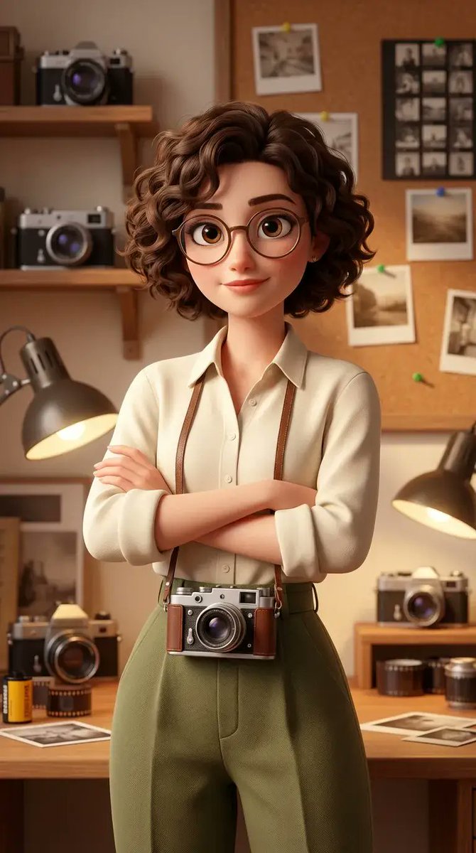 Game Asset - Stylized 3D Animated Female Photographer Character (Pixar Style) — output 1