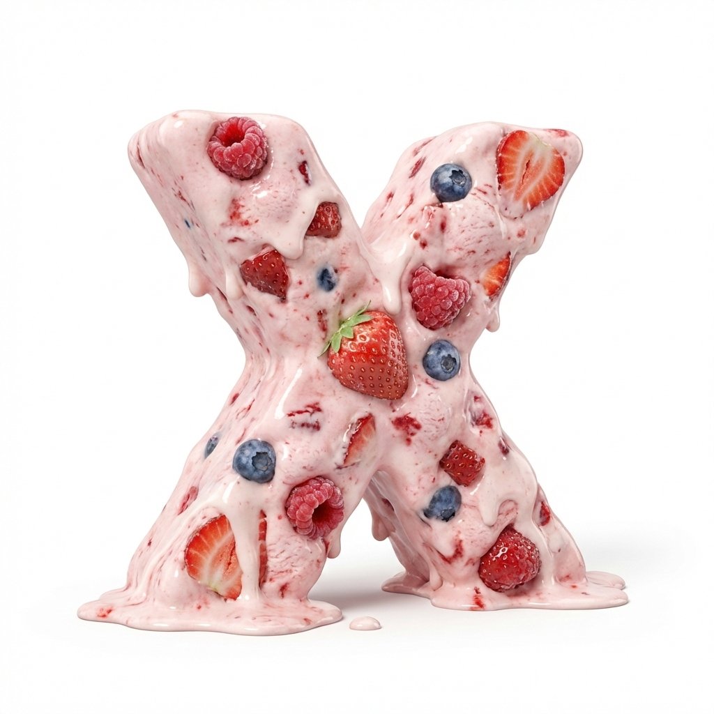 Product Marketing - Strawberry Ice Cream 3D Letter 'X' — output 1