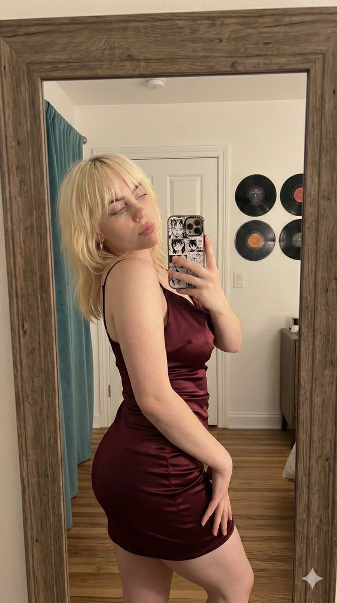 Profile / Avatar - Photorealistic Mirror Selfie in Satin Dress — output 1