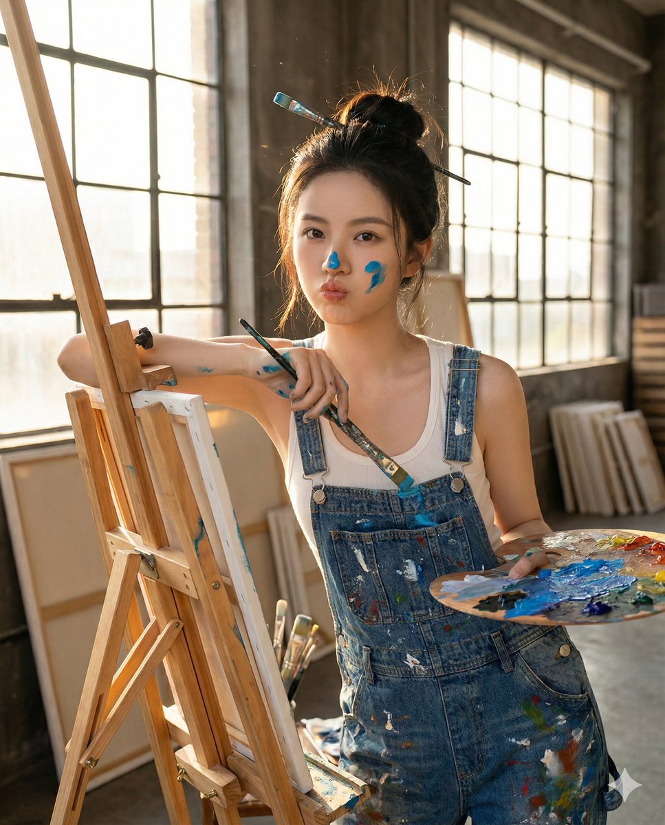 Hyper-Realistic Portrait of a Pouting Oil Painting Artist — output 1