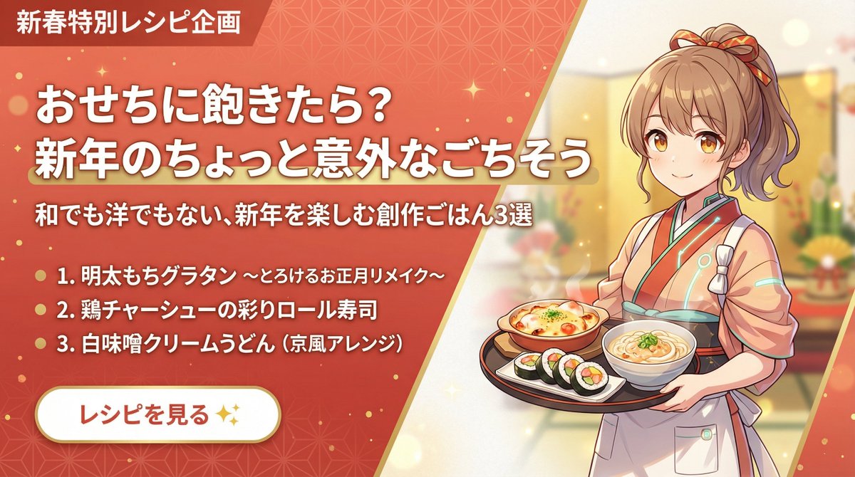 Poster / Flyer - New Year Recipe Article Eyecatch Image Prompt (Neo-Japanese Style) — output 1