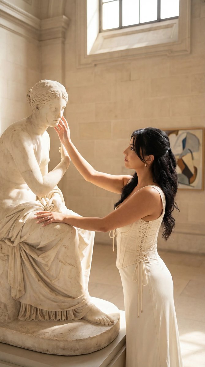 Editorial Portrait in Museum with Classical Statue — output 1