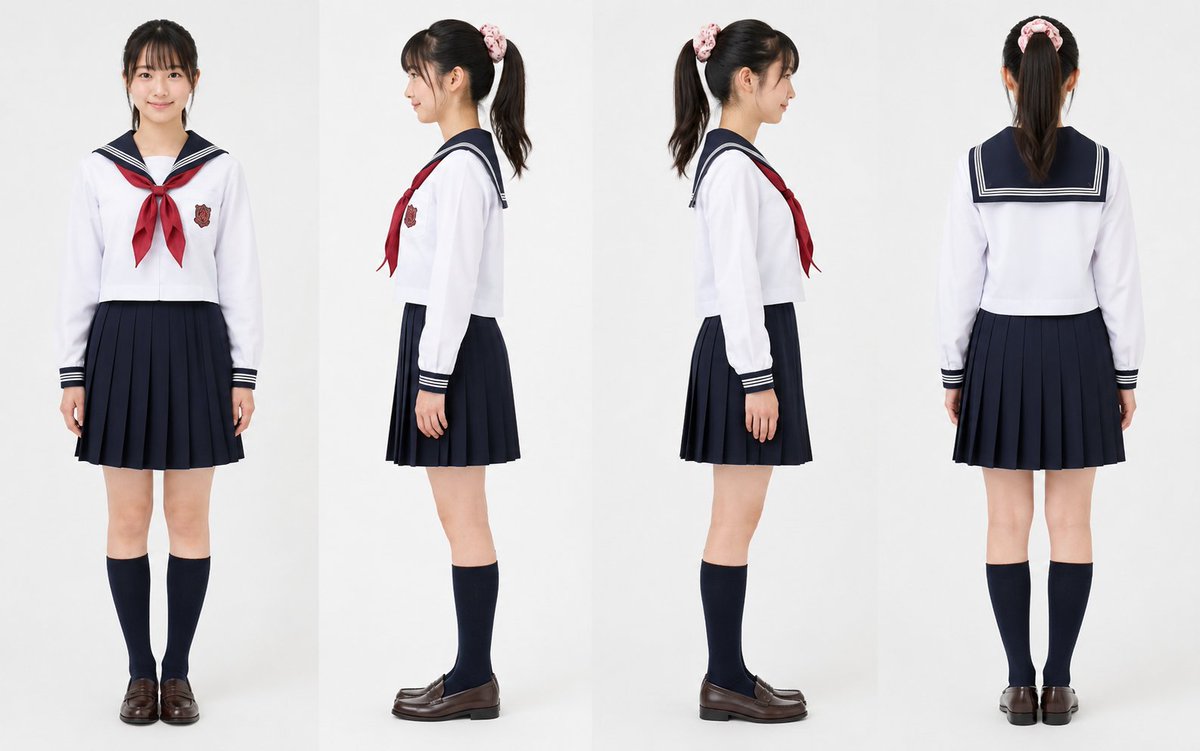 Comic / Storyboard - Realistic Schoolgirl Turnaround Sheet — output 1