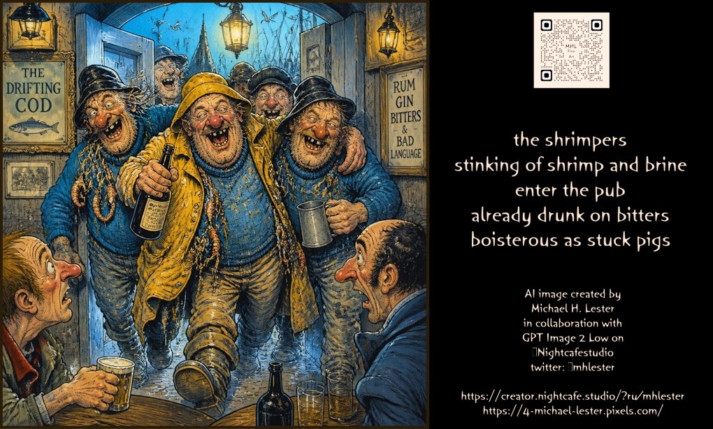 Social Media Post - Boisterous Shrimpers Entering Pub — output 1