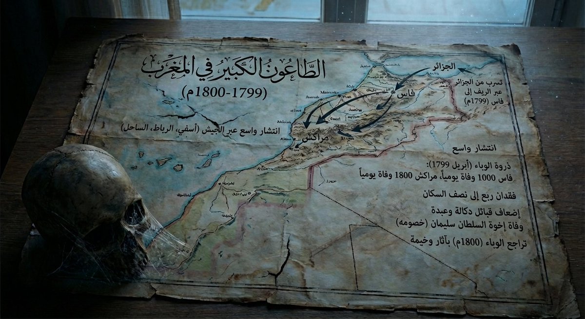 Map of Morocco in 1799–1800 with plague spread — output 1