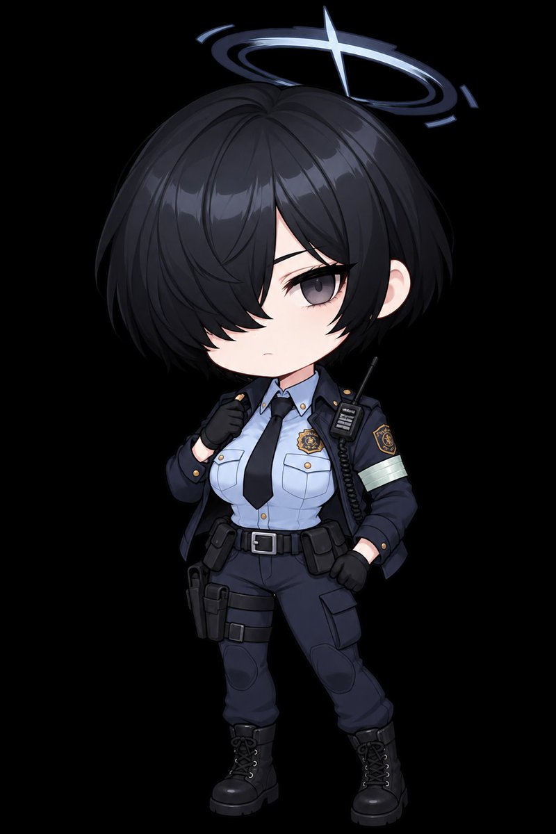 Game Asset - Chibi Tactical Police Girl with Halo — output 1