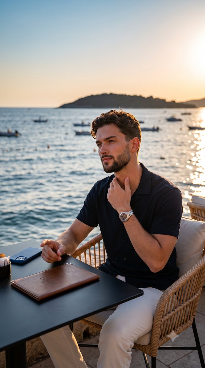Social Media Post - Golden Hour Candid Male Portrait — output 1