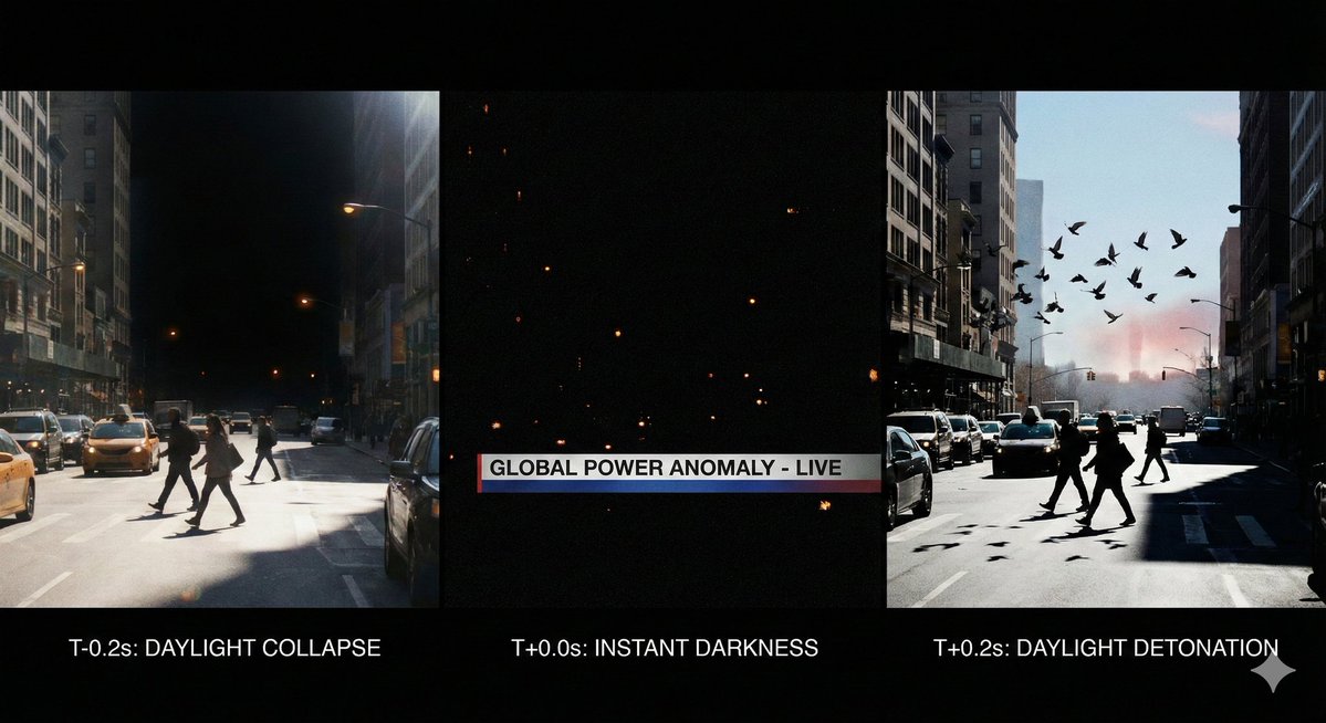YouTube Thumbnail - Hyper-Real 16K Documentary Shot: The Sun Flickers Off — output 1