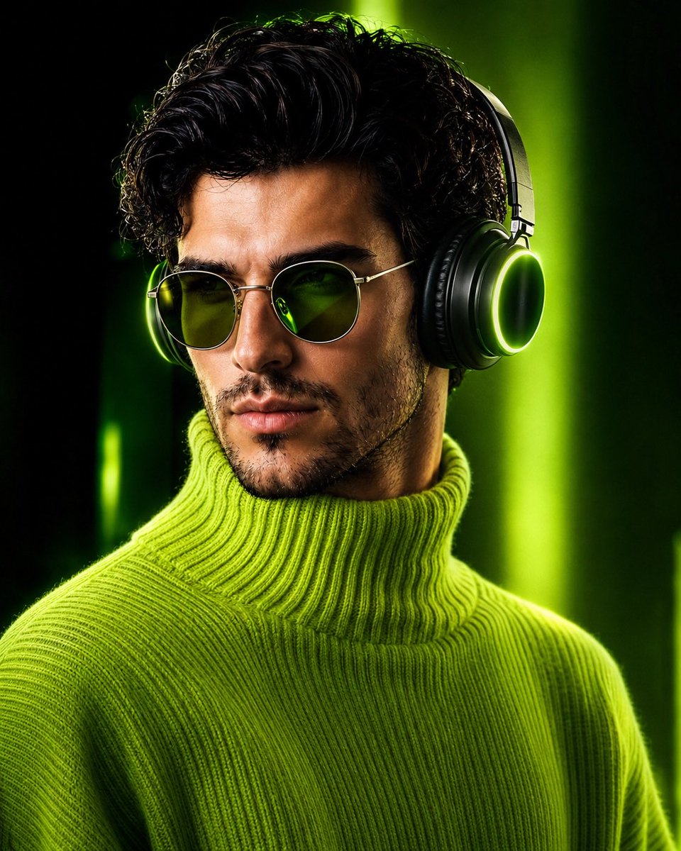 Profile / Avatar - Futuristic Neon-Green Portrait — output 1