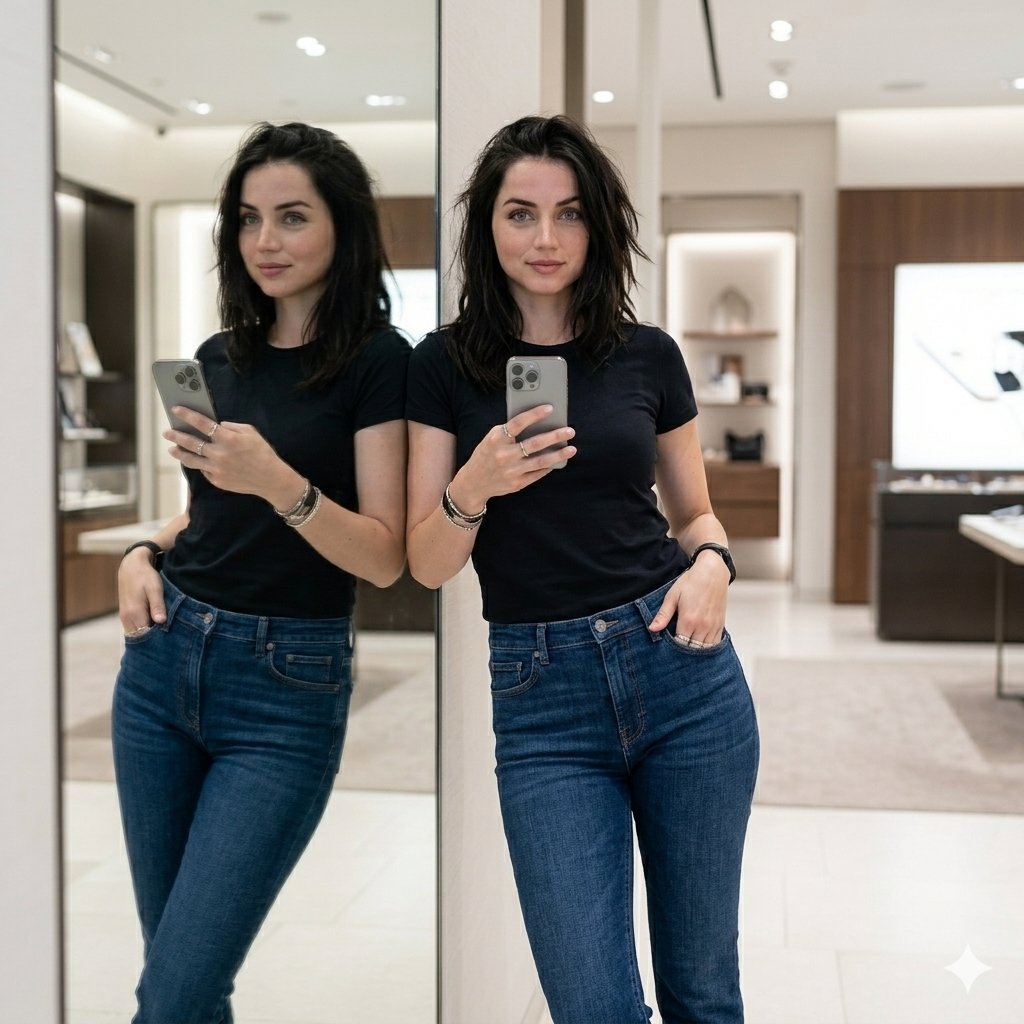 Profile / Avatar - Showroom Mirror Selfie Fashion Portrait — output 1