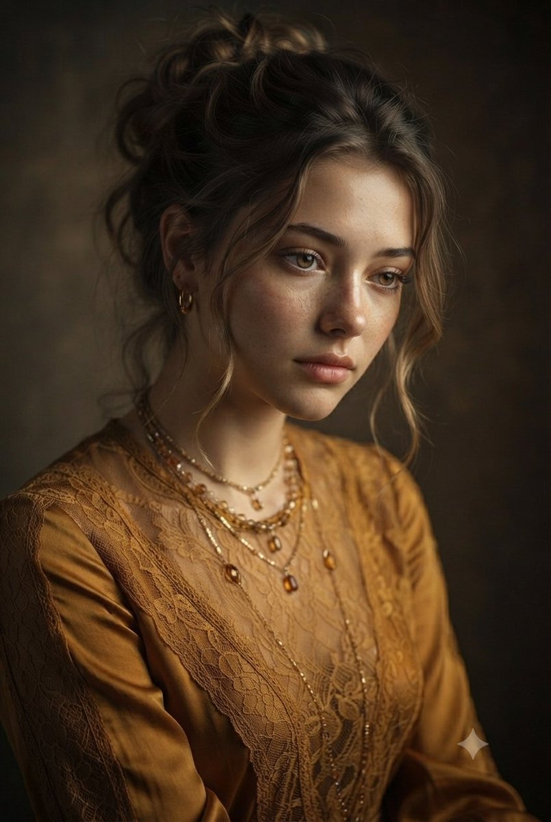 Profile / Avatar - Vintage Mustard Dress Portrait — output 1