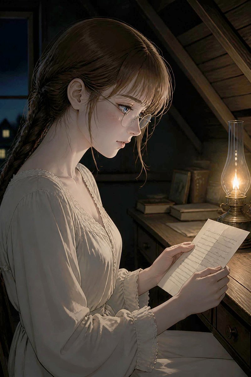 Comic / Storyboard - Girl Reading Letter by Oil Lamp — output 1