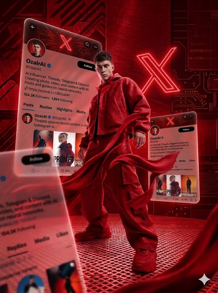 Social Media Post - Crimson Tech-wear Aesthetic Portrait — output 1