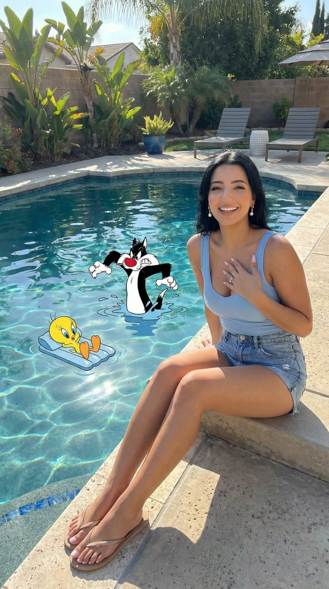 Looney Tunes Poolside Scene Prompt — output 1