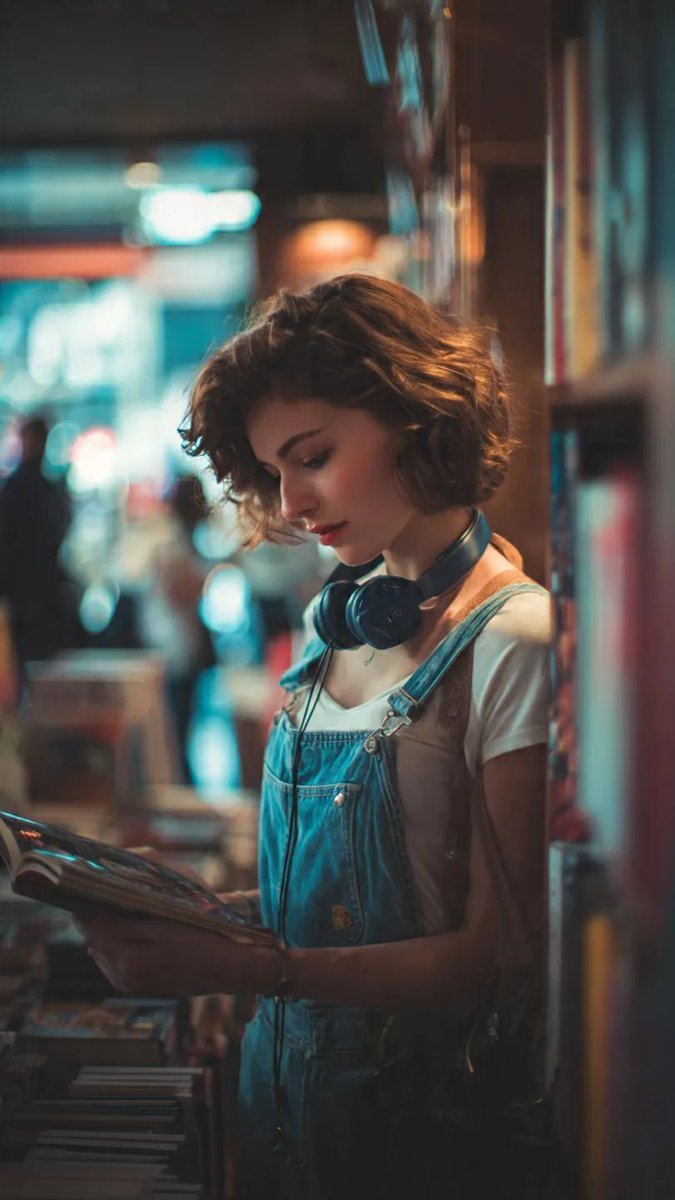 Social Media Post - Cinematic Bookstore Lifestyle Film Still Prompt — output 1