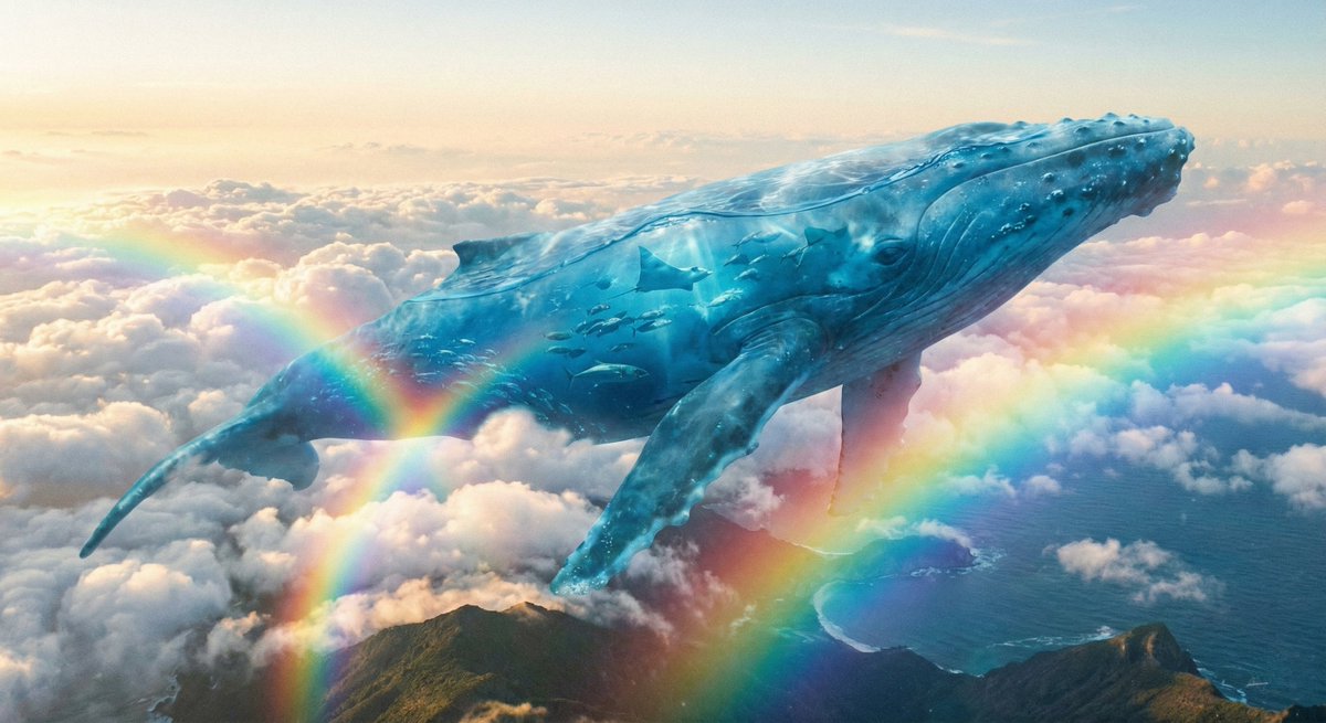 Translucent seawater whale in the clouds — output 1