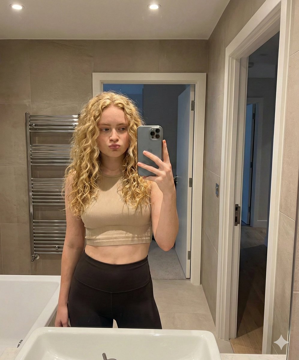 Profile / Avatar - Mirror Selfie in Modern Bathroom Prompt โ output 1