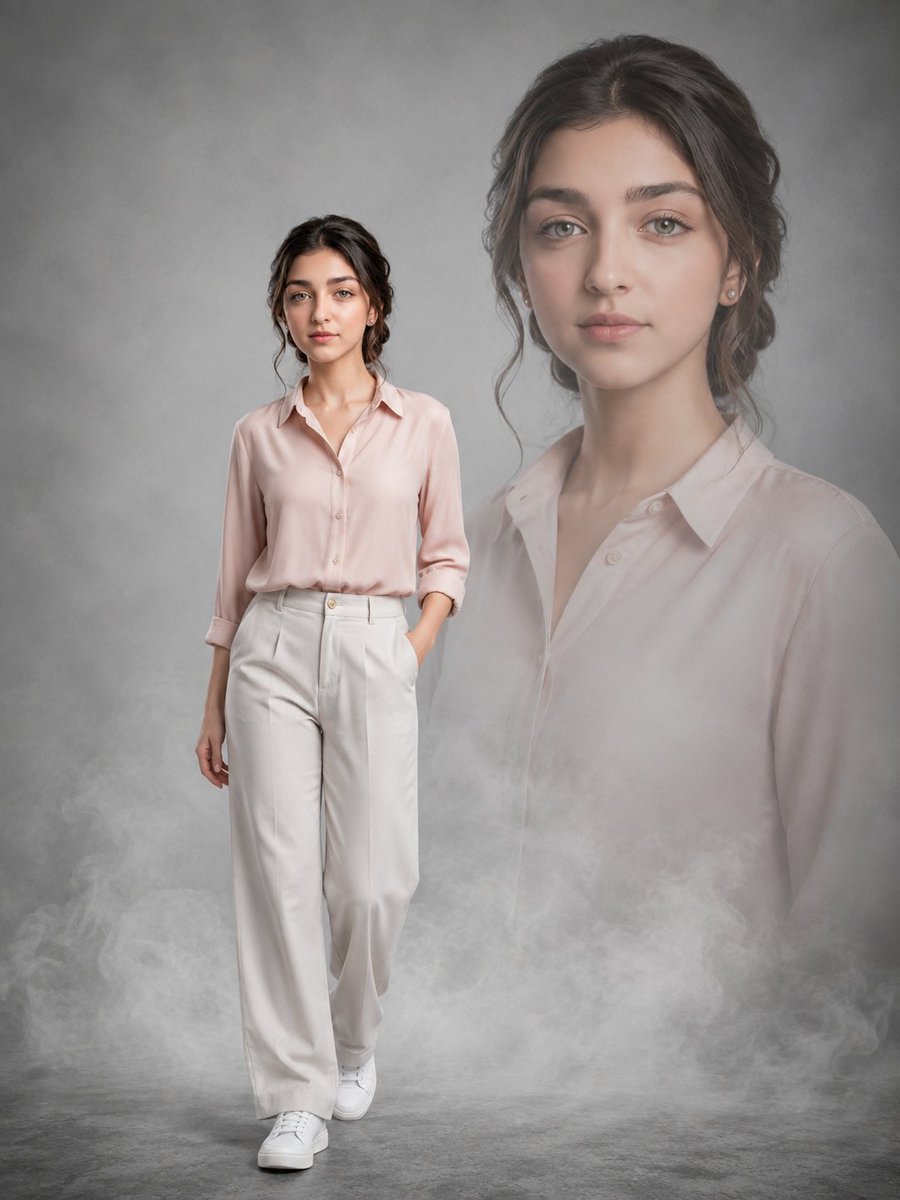 Social Media Post - Cinematic Double Exposure Studio Portrait — output 1