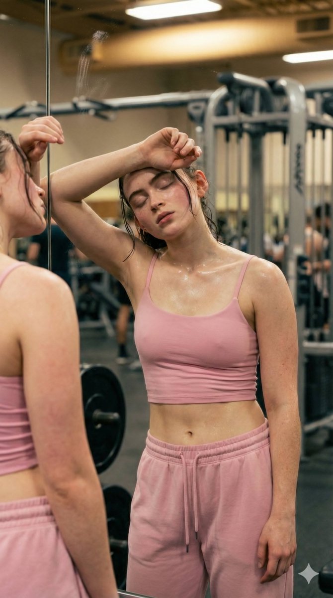 Social Media Post - Sadie Sink in Sports Bra and Sweatpants Prompt — output 1