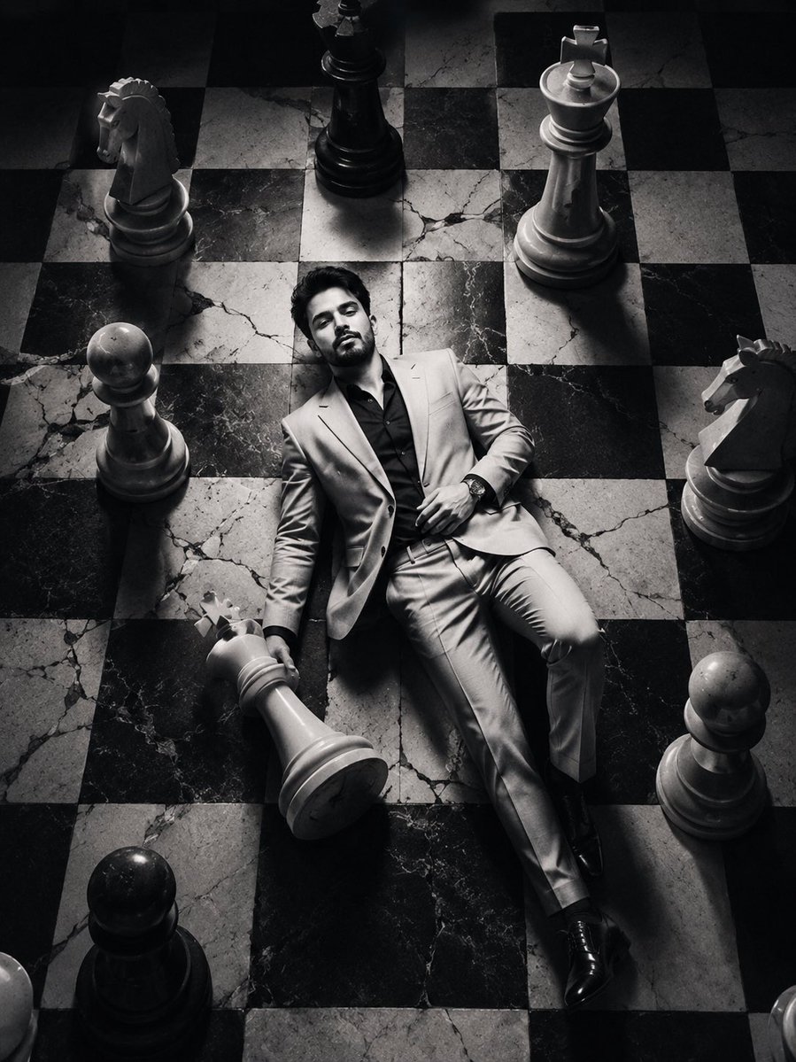 Product Marketing - Editorial Black and White Chessboard Fashion Portrait — output 1