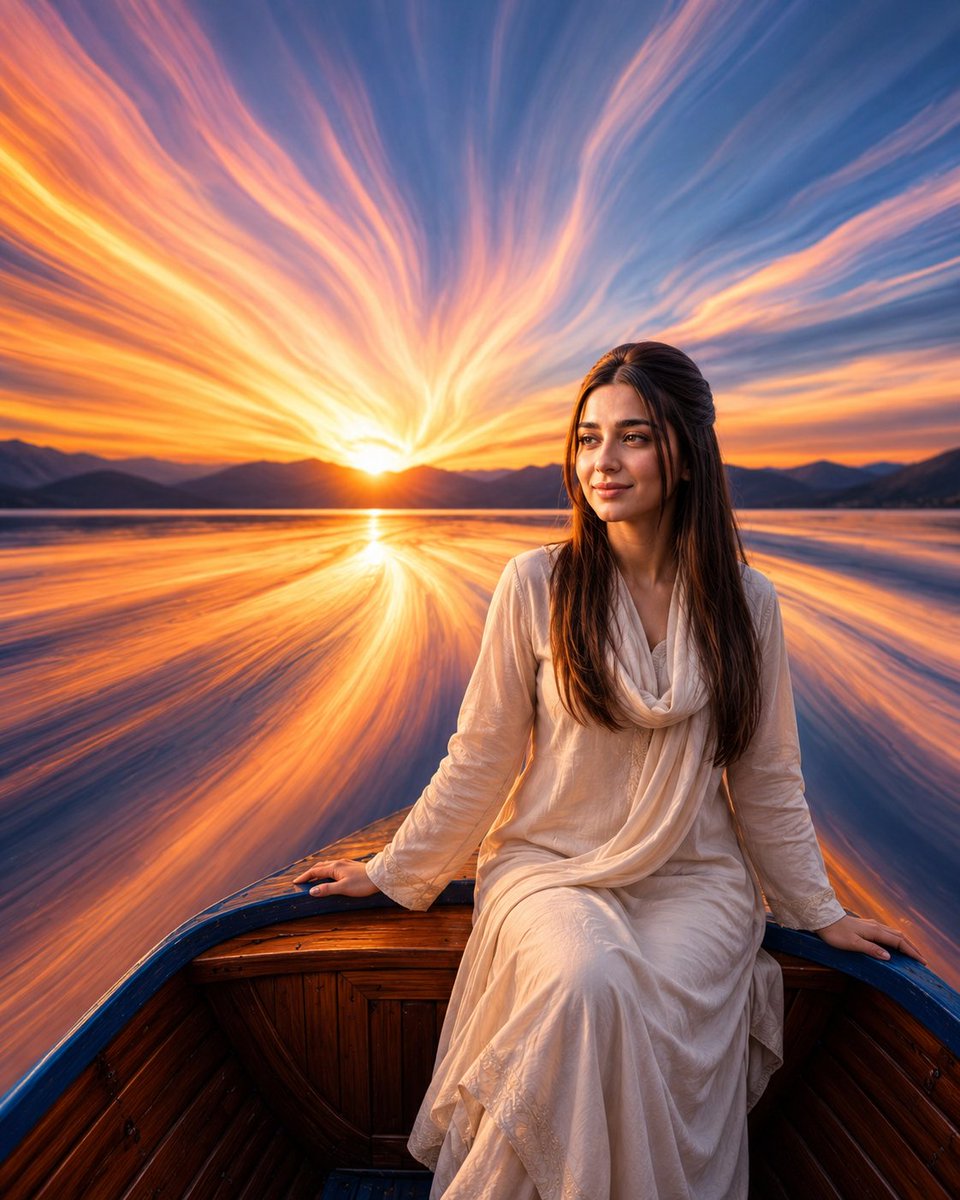 Social Media Post - Cinematic Sunset Lake Boat Portrait — output 1