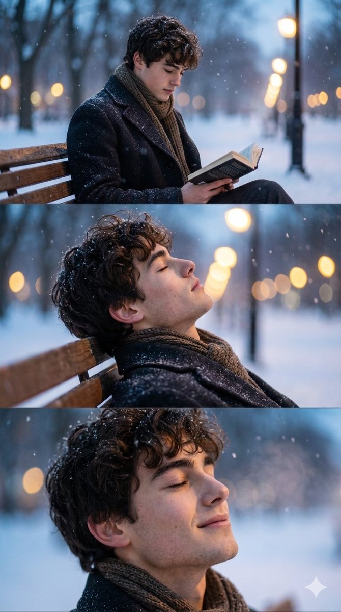 Cinematic Winter Photo Shoot Sequence (3 Frames) — output 1