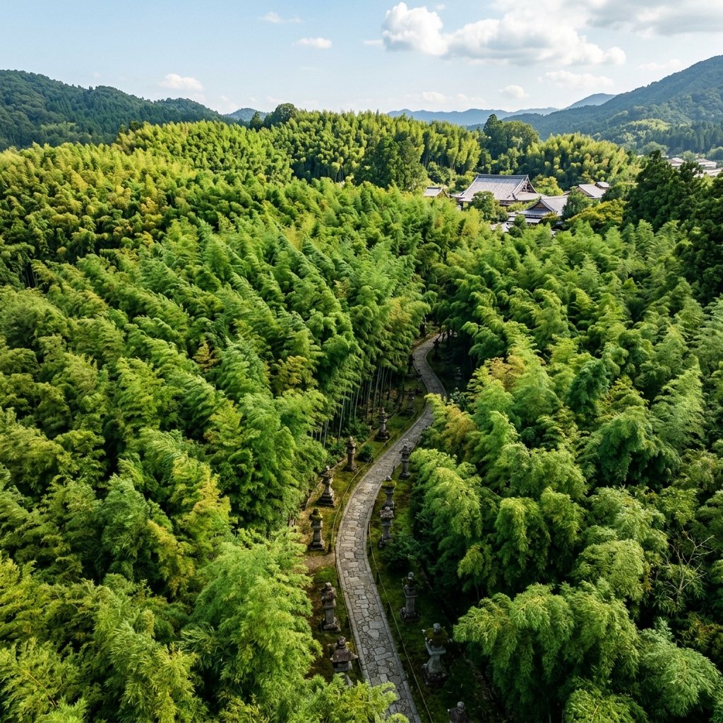Realistic Aerial Bamboo Grove Landscape — output 1