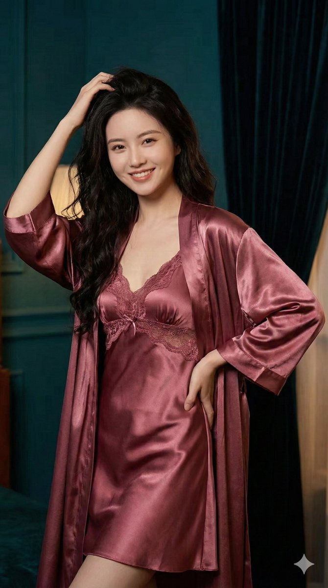 Romantic Silk Nightwear Portrait Prompt — output 1