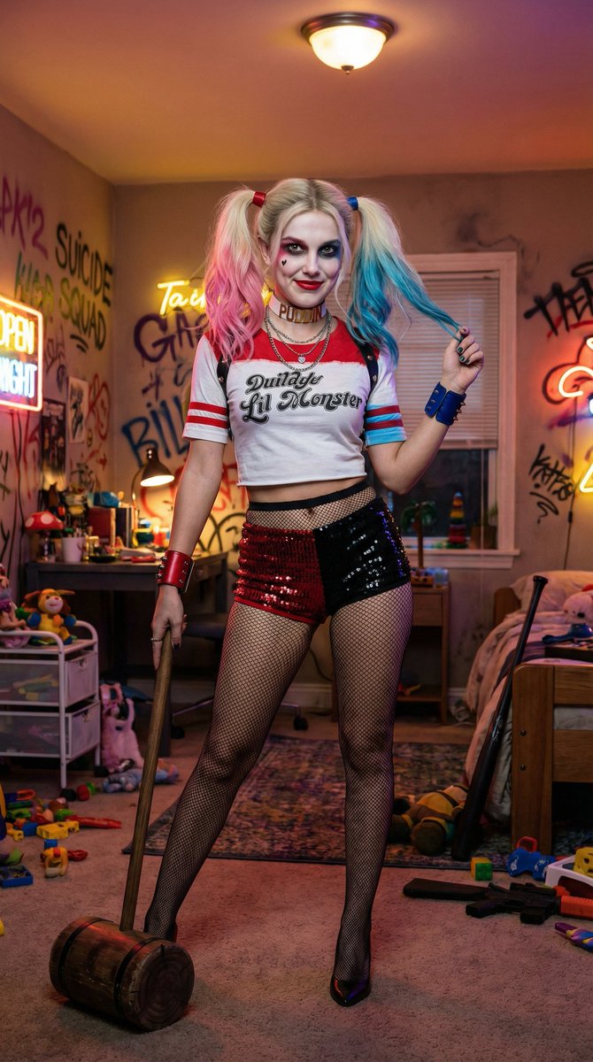 Game Asset - Voluptuous Harley Quinn Cosplay Portrait Prompt — output 1