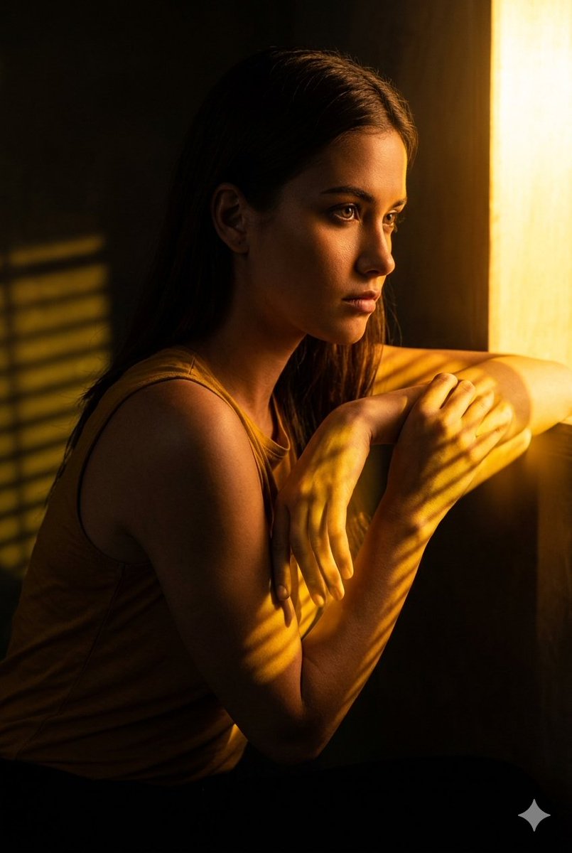 Profile / Avatar - Golden Hour Window Reflection Portrait — output 1