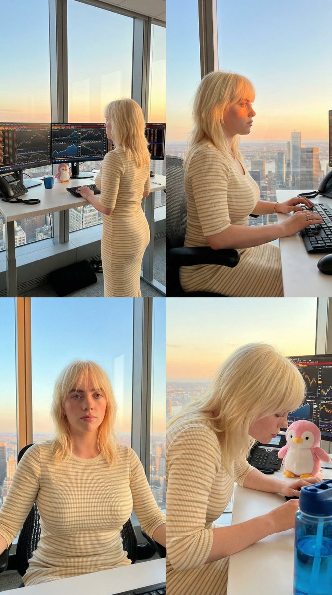 YouTube Thumbnail - Four-Panel Trading Workspace Lifestyle Collage at Sunset — output 1