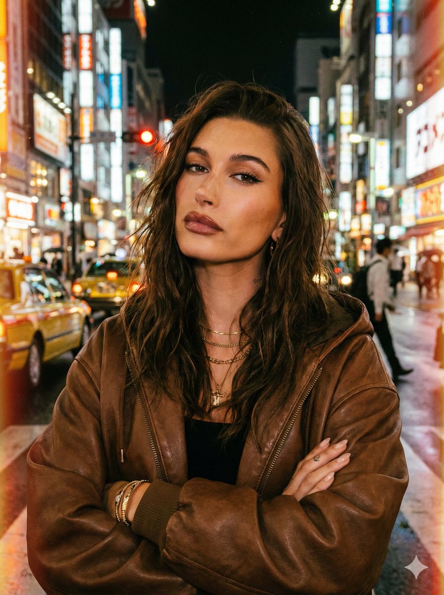 Moody Tokyo Night Street Portrait Prompt in JSON — output 1