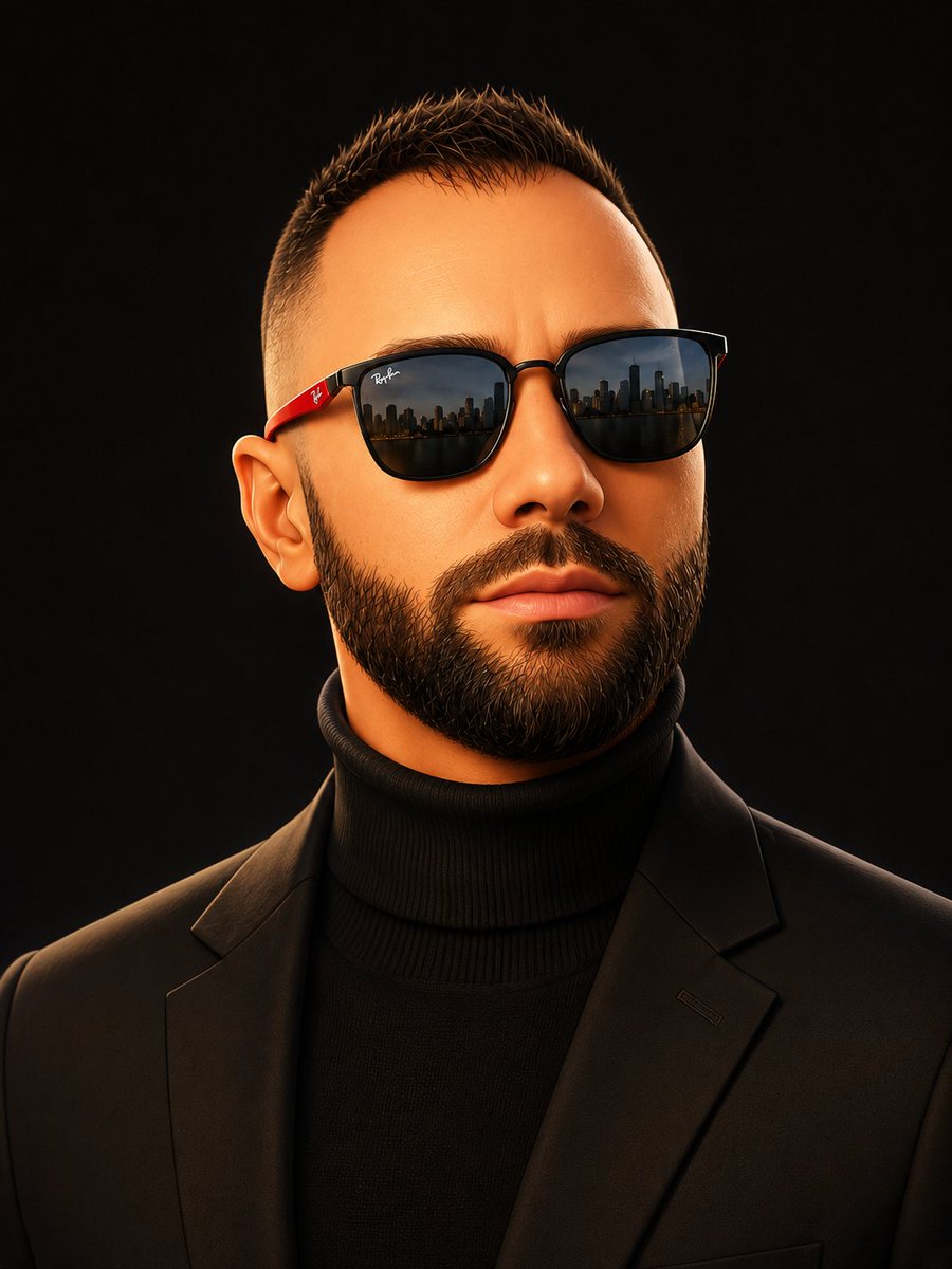 Profile / Avatar - Cinematic Black Turtleneck Portrait — output 1