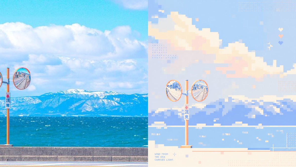 Infographic / Edu Visual - Coastal Photo to Pastel Pixel Art — output 1
