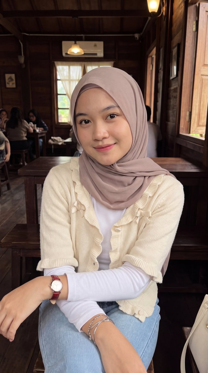 Profile / Avatar - Hijab Portrait Cafe Aesthetic — output 1